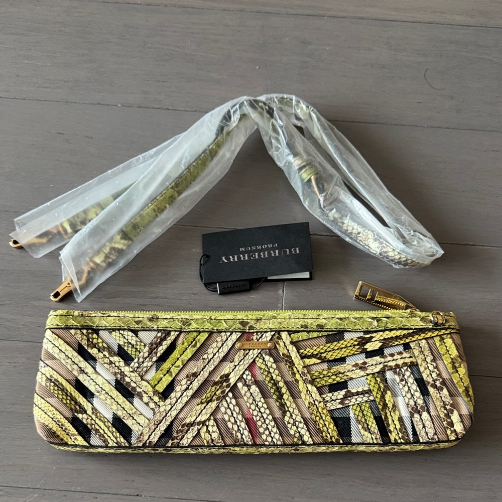 Burberry prorsum parmoor shoulder bag clutch house check phyton leather NWT
